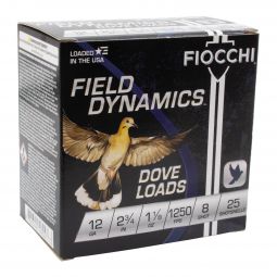 Fiocchi Dove & Quail 12ga. 2-3/4" 1-1/8oz. #8 Shot, 25 Round Box