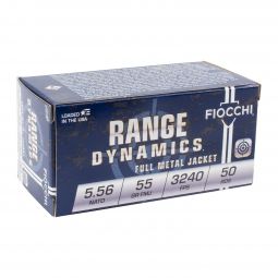 Fiocchi Range Dynamics 5.56 NATO 55gr. FMJBT Ammunition, 50 Round Box