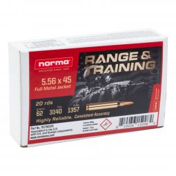 Norma Range & Training 5.56x45mm 62gr. FMJ Ammunition, 20 Round Box