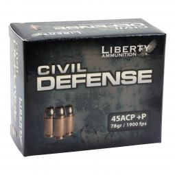 Liberty Ammunition Civil Defense 45 Auto +P 78gr. Ammunition, 20 Round Box