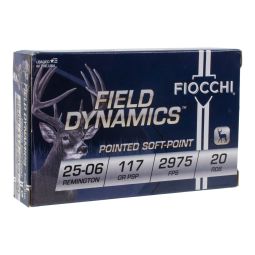 Fiocchi Field Dynamics .25-06 REM 117gr. Pointed Soft Point Ammunition, 20 Round Box