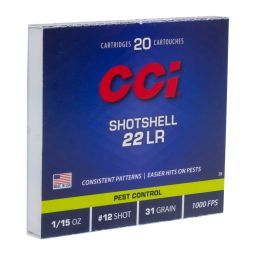 CCI Shotshell 22LR #12 Shot Ammunition, 20 Round Box