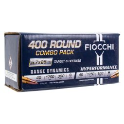 Fiocchi 5.7x28mm 40gr. Range Dynamics & Hyperformance Defense Combo Pack, 400 Round Pack