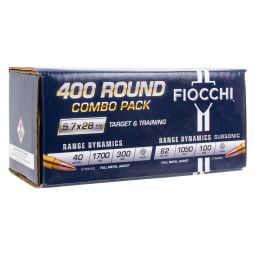 Fiocchi 5.7x28mm 40gr. & 62gr. Range Dynamics & Range Dynamics Subsonic Combo Pack, 400 Round Pack