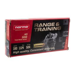 Norma Range & Training 40 S&W 180gr. FMJ Ammunition, 50 Round Box