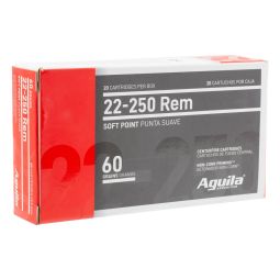 Aguila 22-250 Rem. 60gr. Soft Point Ammunition, 20 Round Box