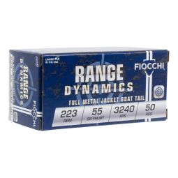 Fiocchi Range Dynamics .223 Remington 55gr. FMJBT Ammunition, 50 Round Box