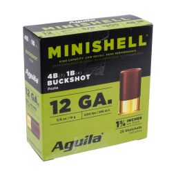 Aguila Minishell 12ga. 1-3/4" 5/8oz. #4 & #1 Buckshot Ammunition, 25 Round Box