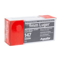 Aguila Subsonic 9mm 147gr. FMJ Flat Nose Ammunition, 50 Round Box