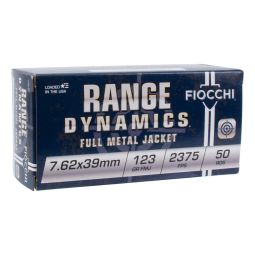 Fiocchi Range Dynamics 7.62x39mm 123gr. FMJ Ammunition, 50 Round Box