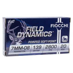 Fiocchi Field Dynamics 7mm-08 REM 139gr. Pointed Soft Point Ammunition, 20 Round Box