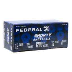 Federal Shorty Shotshells 12ga. 1-3/4" 11/16oz. #4 Buckshot, 10 Round Box