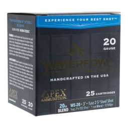 Apex Ammunition Waterfowl Tungsten/S3 Steel Blend, 20ga. 3" 1-1/8oz. 2 Steel /7.5 TSS Shot, 25 Rnd