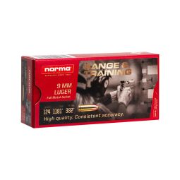 Norma Range & Training 9mm 124gr. FMJ Ammunition, 50 Round Box