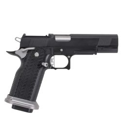 Vudoo Gun Works Priest 1911 DS 9mm Pistol, Standard Dust Cover, RMR Cut, Black w/ Stainless Accents