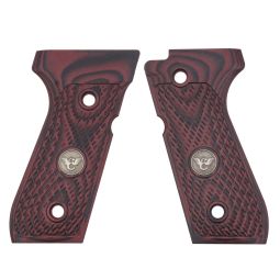 Wilson Combat, Beretta 92/96 Full Size, G10 Grips, Ultra Thin with WC Logo, Black Cherry