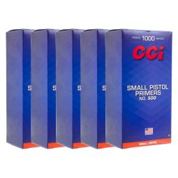 CCI No. 500 Small Pistol Primers, Case of 5000