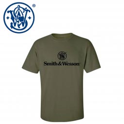 Smith & Wesson Stacked Logo T-Shirt, Military Green