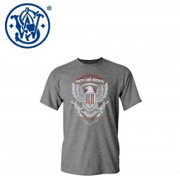 Smith & Wesson Flag and Eagle Seal T-Shirt, Nickel Heather