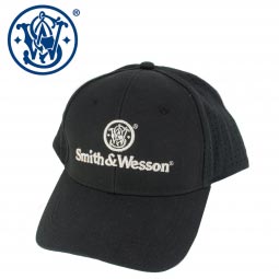 Smith & Wesson Black w/ White Logo Cap, Perforated Back