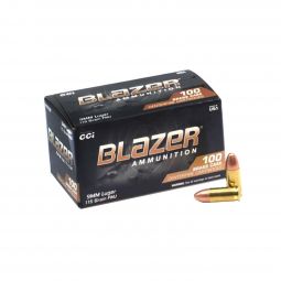 Blazer 9mm Auto 115gr. FMJ Ammunition, 100 Round Box