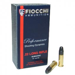 Fiocchi Subsonic 40 Grain Lead Hollow Point .22 Long Rifle Ammunition 50 Round Box