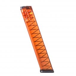 ETS 9mm Translucent Orange Magazine for Glock Pistols, 31 Round