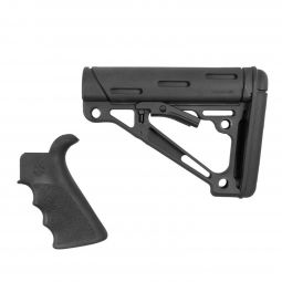 Hogue AR-15 Overmolded Beavertail Pistol Grip & Collapsible Stock for Mil-Spec Buffer Tubes, Black