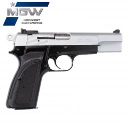 MGW Custom Browning Hi-Power .40 S&W w/ Adjustable Sight, Silver / Matte