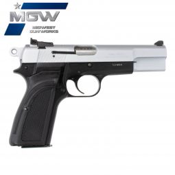 MGW Custom Browning Hi-Power .40 S&W w/ Adjustable Sight, Silver / Matte