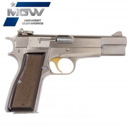 MGW Custom Browning Hi-Power 9mm w/ Adjustable Sight, Nickel