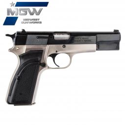 MGW Custom Browning Hi-Power 9mm w/ Polymer Grips, Blued / Nickel