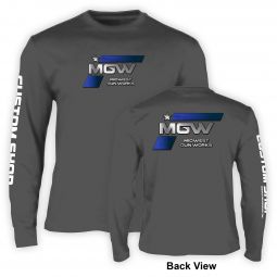 MGW Corporate Long Sleeve T-Shirt with Blue Logo, Gray