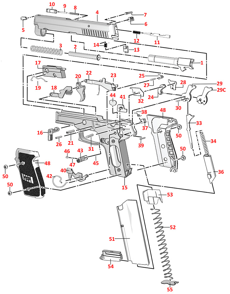 Kjw p226 взрыв схема