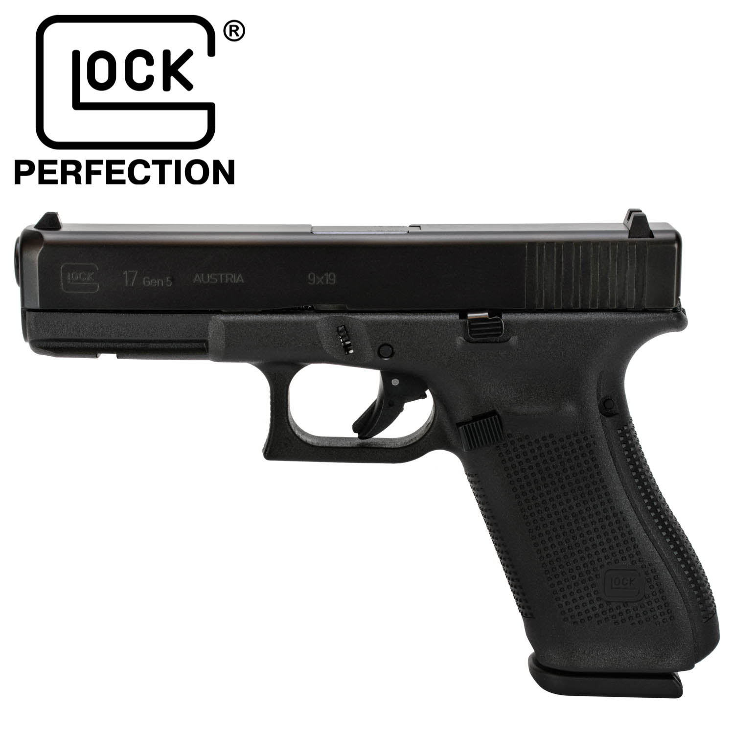 Glock 17 Gen5 9mm Pistol, 17 Round Magazine, Fixed Sights: MGW