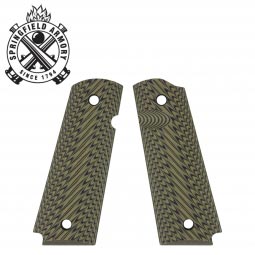 Springfield Armory 1911 G10 Black / Green Grips with Bevel