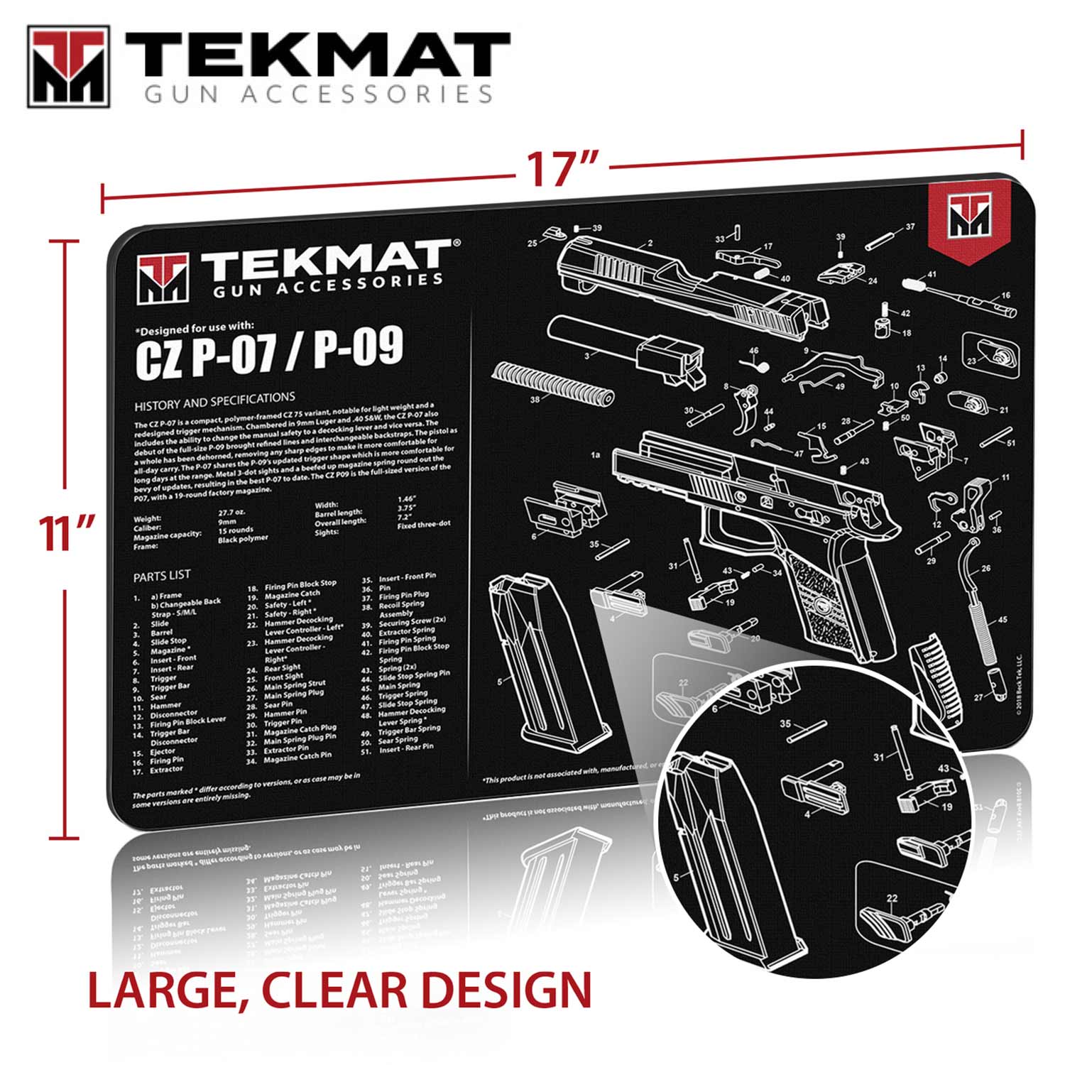 TekMat - Gun Cleaning Mat - CZ Scorpion - 30x91cm - Black -  TEK-R36-CZSCORPION best price, check availability, buy online with