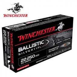 Winchester 55 Grain 22-250 Varmint & Predator Ballistic Silvertip Ammunition 20 Round Box