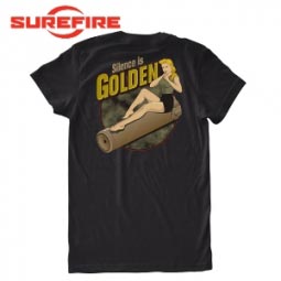 SureFire "Silence Is Golden Blonde Pin Up Girl" Black T-Shirt