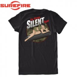 SureFire "Strong Silent Type Pin Up Girl" Black T-Shirt