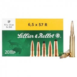 Sellier and Bellot 6.5x57R 131gr SP Ammunition, 20 Round Box