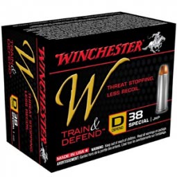 Winchester Train and Defend 38 Special 130GR. JHP Ammunition 25 Rd. Box