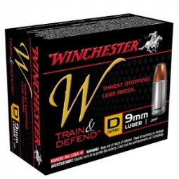 Winchester Train and Defend 9mm JHP Ammunition 20 Rd. Box