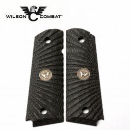 Wilson Combat 1911 Grips, Full Size, Black/Gray G-Mascus, Starburst Pattern