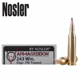 Nosler Varmageddon .243 Win 55gr. FB Tipped Ammunition, 20 Round Box