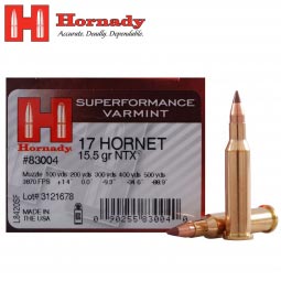 Hornady Superformance .17 Hornet 15.5gr. NTX Ammunition, 25 Round Box