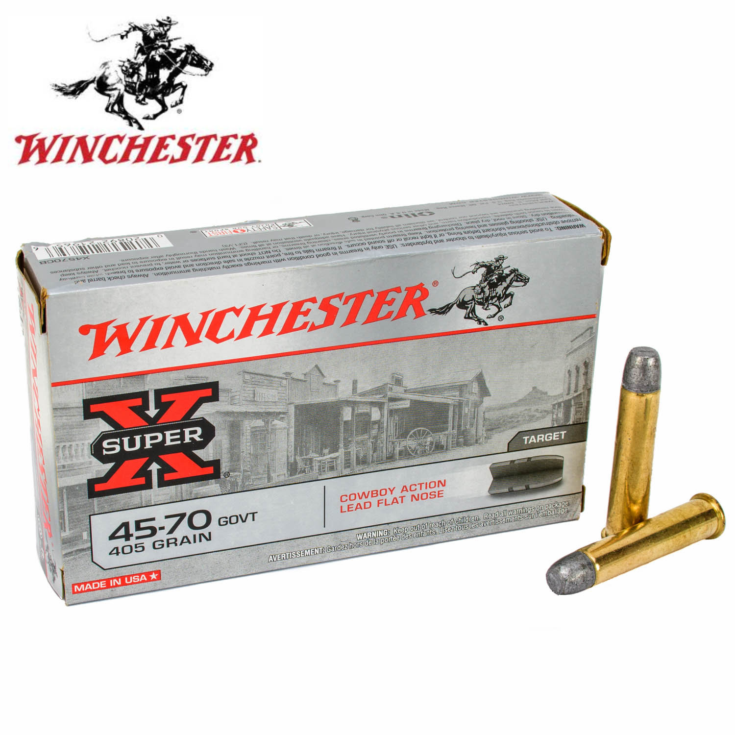 Winchester Super X 45 70 405gr Coyboy Action Lead Flat Nose Ammunition Round Box Mgw