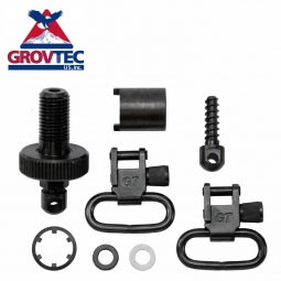 GrovTec Mossberg 500 Locking Swivel Set with Mag Bolt, 1" Loops, Black