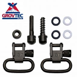 GrovTec Bolt Action Locking Swivel Set, Machine Screw Forend, 1" Loops, Black