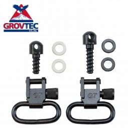 GrovTec Bolt Action Swivel Set, Wood Screw Forend, 1" Loops, Black